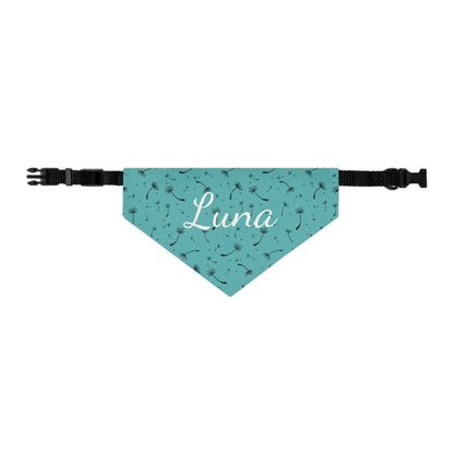 Pet bandana with name - Whimsical Dandelion Design teal