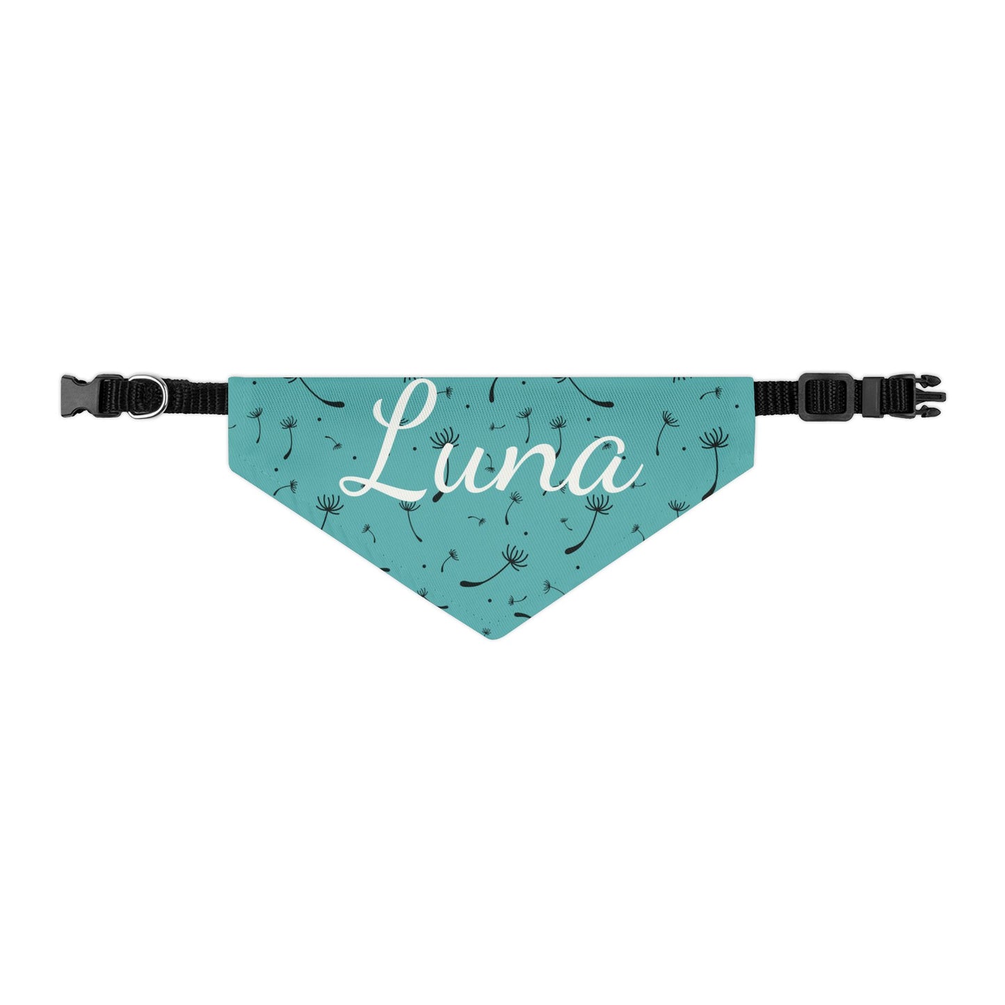 Pet bandana with name - Whimsical Dandelion Design teal