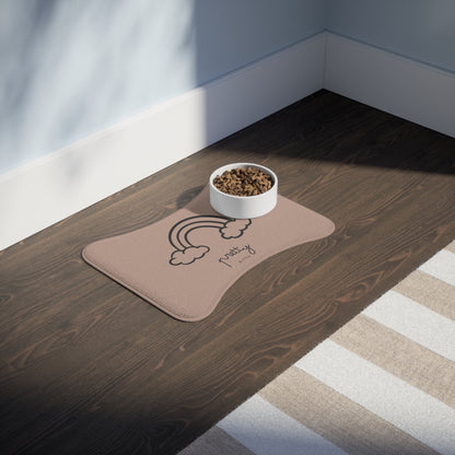 Pet Feeding Mat — Food and Water Placemat | Pretty Kitty Placemat (Beige) for Cats