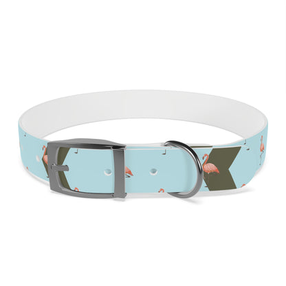 Flamingo Personalized Blue Dog Collar