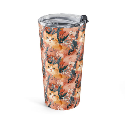 Cat Tumbler 20oz – Floral Cat Print Insulated Tumbler