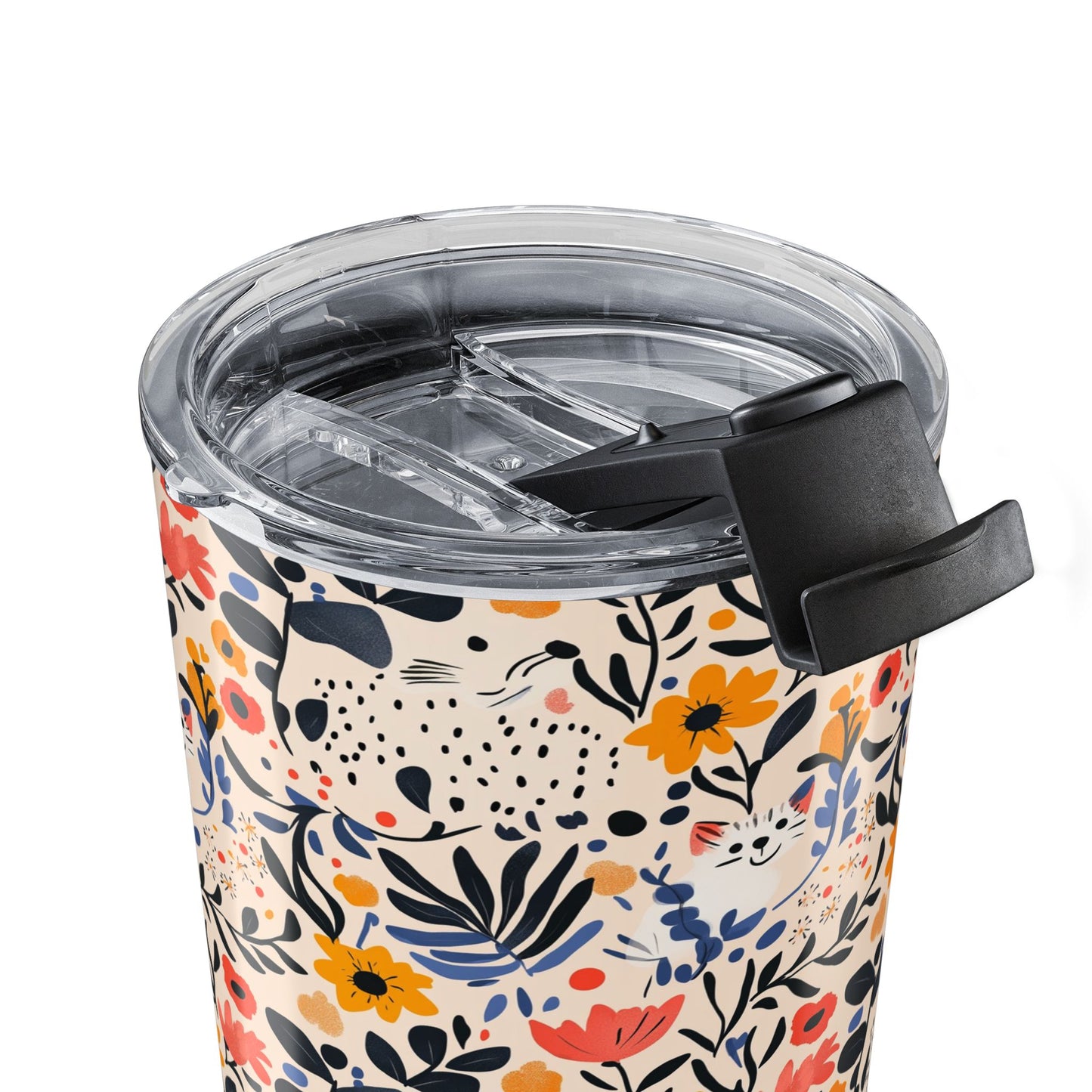 Cat Tumbler 20oz – Floral Cat Print Insulated Tumbler