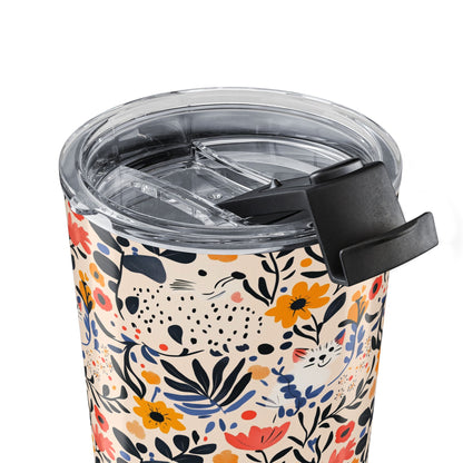 Cat Tumbler 20oz – Floral Cat Print Insulated Tumbler