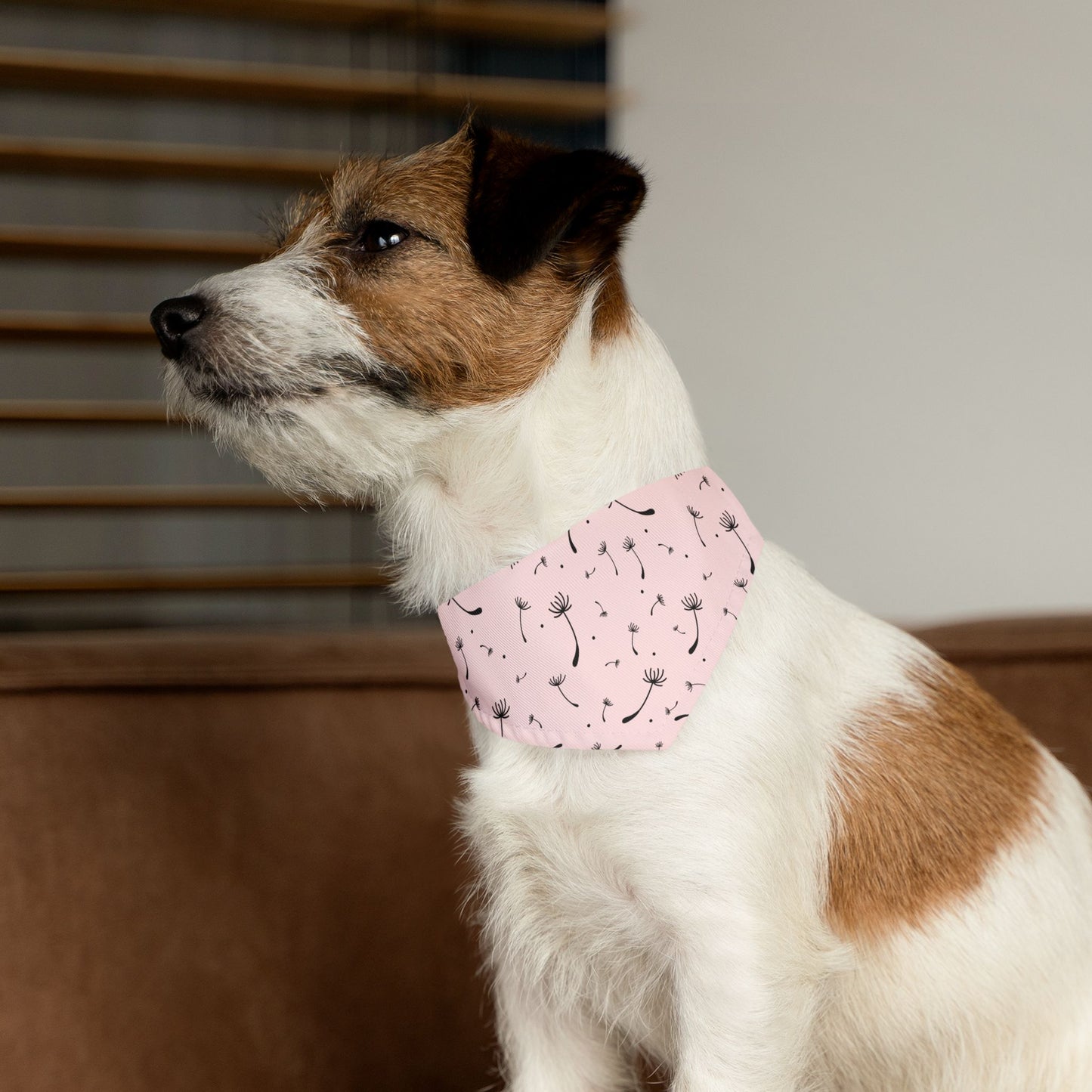 Dog Bandana Name Collar - Blush Pink Whimsical Dandelion Design