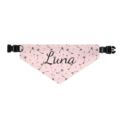 Pet Bandana Collar - Blush Pink Whimsical Dandelion Design with name