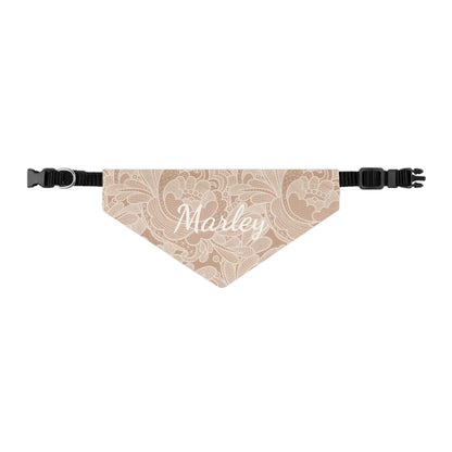 Warm Taupe Lace look Personalized Bandana with Name