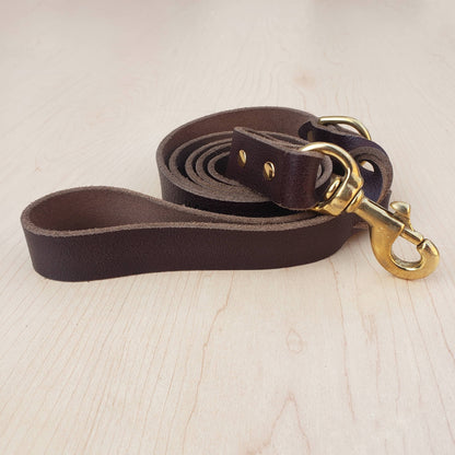 Black Braided Leather Dog Leash 60'' - Made in Canada