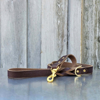 Cognac Braided Leather Dog Leash 60'' - Made in Canada
