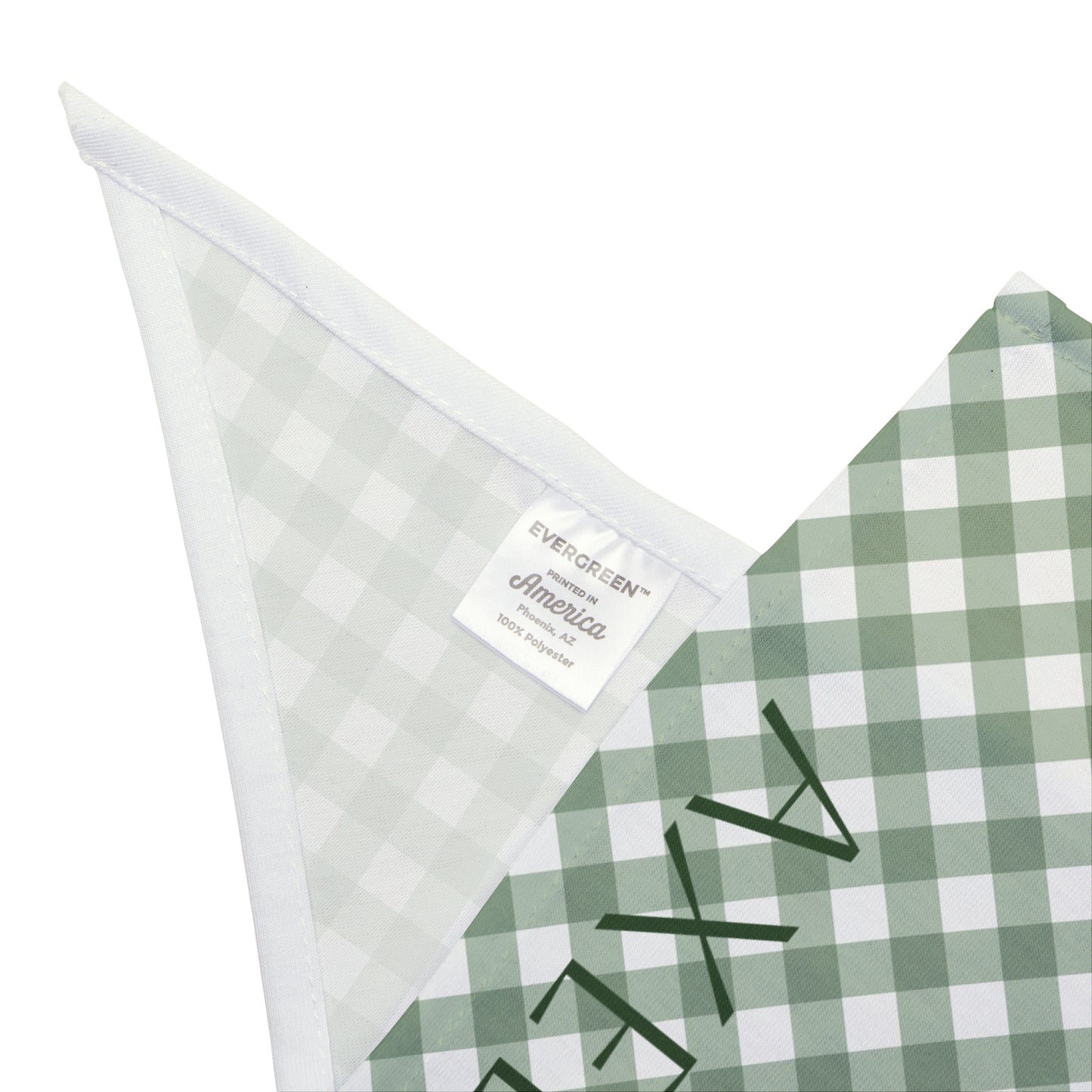 Green Gingham Pet Bandana — Personalized Name Accent