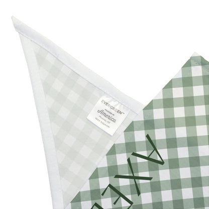 Green Gingham Pet Bandana — Personalized Name Accent
