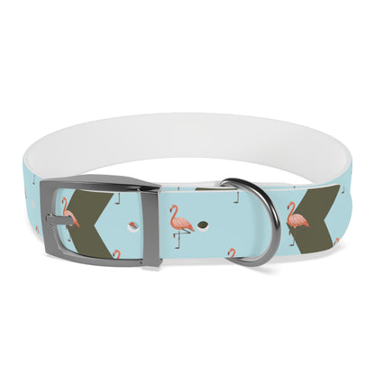 Flamingo Personalized Blue Dog Collar