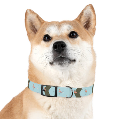 Flamingo Personalized Blue Dog Collar