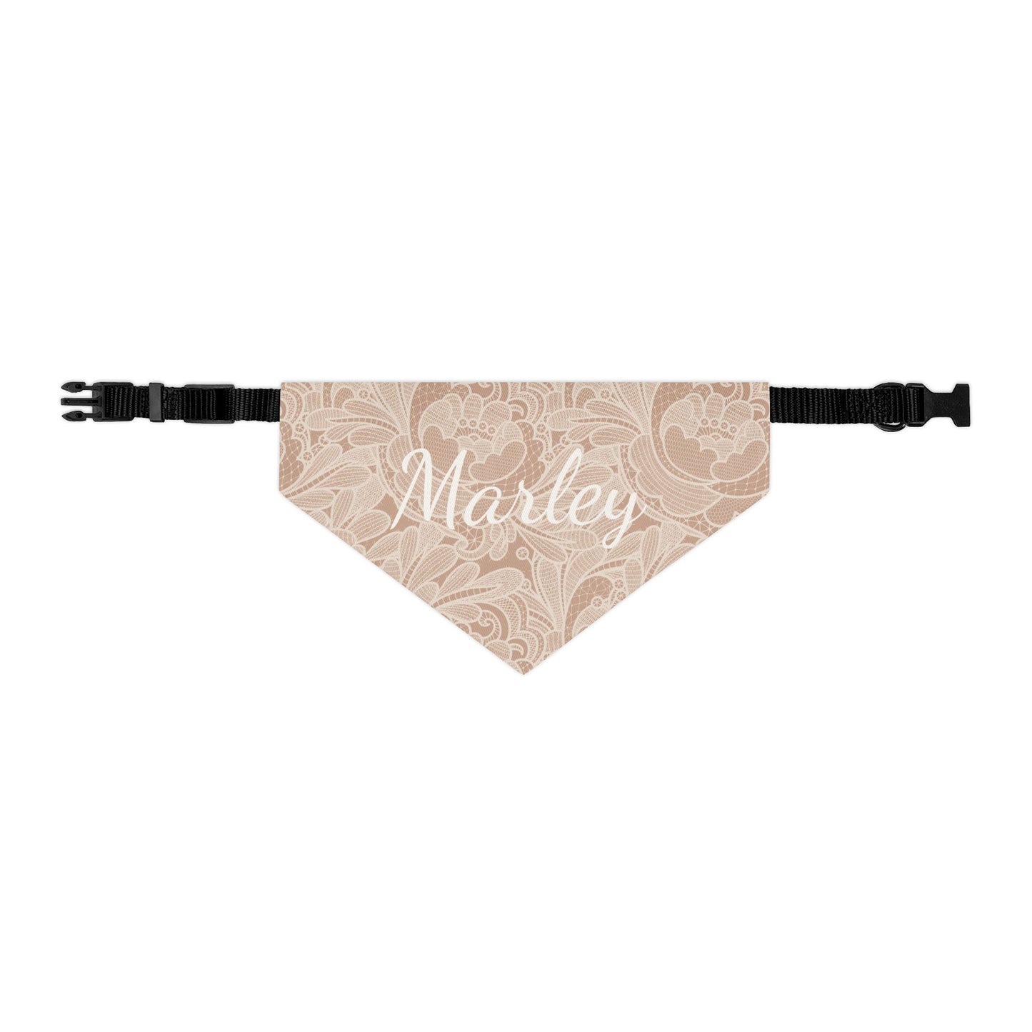 Warm Taupe Lace look Personalized Bandana with Name