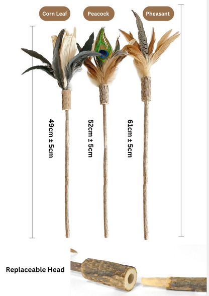 Silvervine Rod Replaceable Teaser Set - 2 Heads & 1 Rod