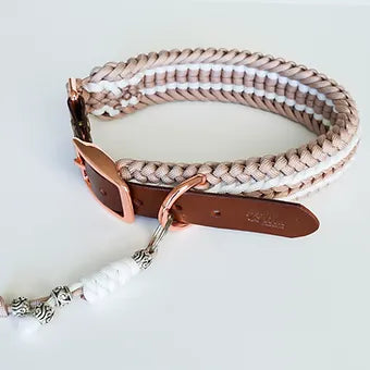 Lila Pawtique Macrame Style Adjustable Dog Collar Pink Rose