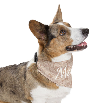 Warm Taupe Lace look Personalized Bandana with Name