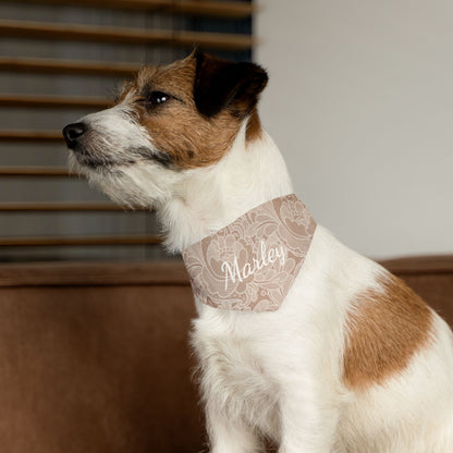 Warm Taupe Lace look Personalized Bandana with Name