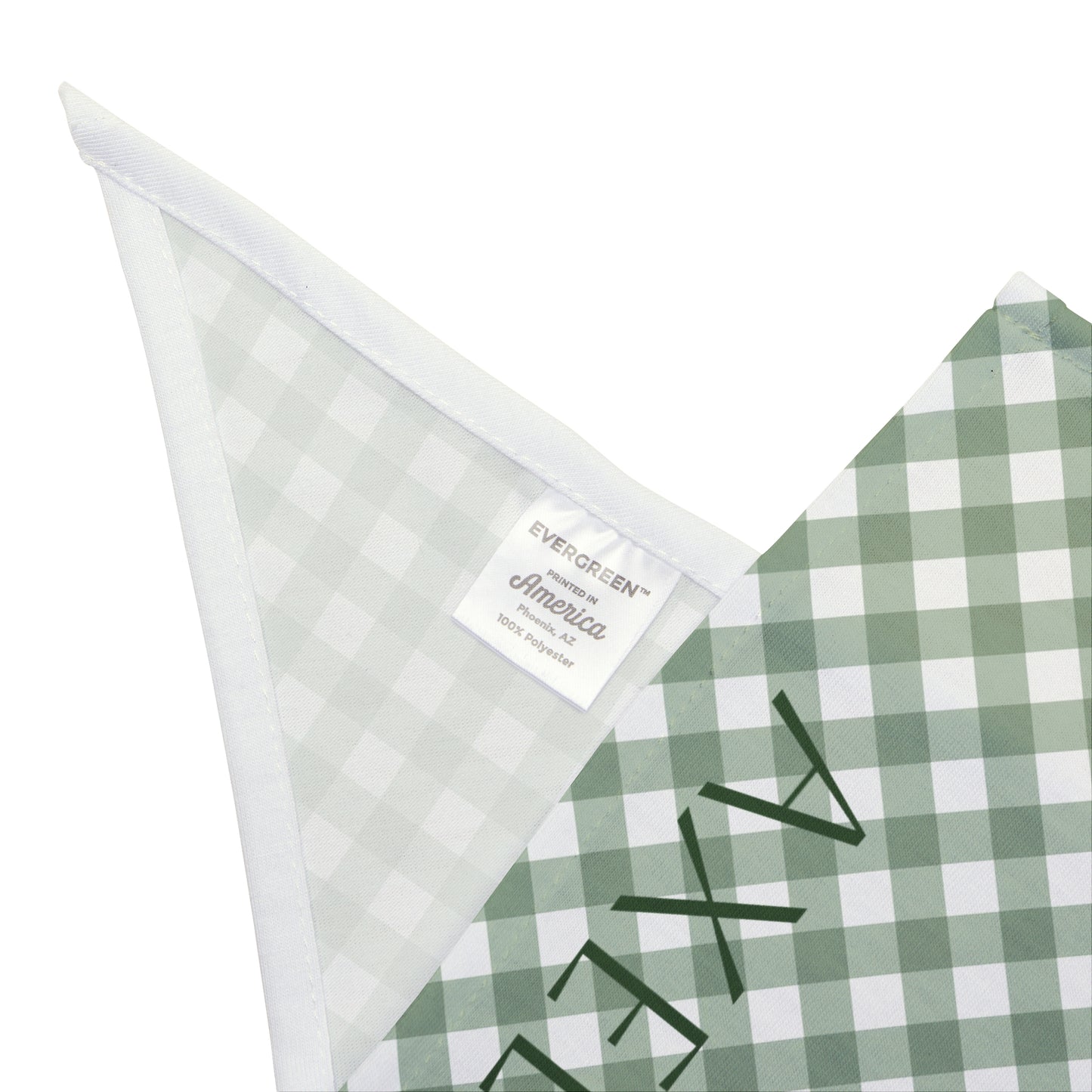 Green Gingham Pet Bandana — Personalized Name Accent