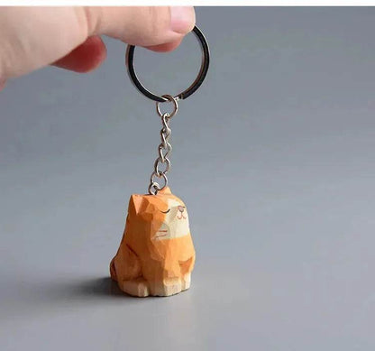 Creative Decorative Hand carved wooden Cat Trinkets Ornaments