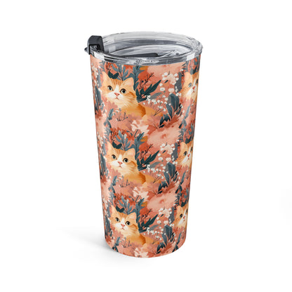 Cat Tumbler 20oz – Floral Cat Print Insulated Tumbler