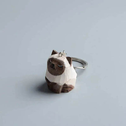 Creative Decorative Hand carved wooden Cat Trinkets Ornaments