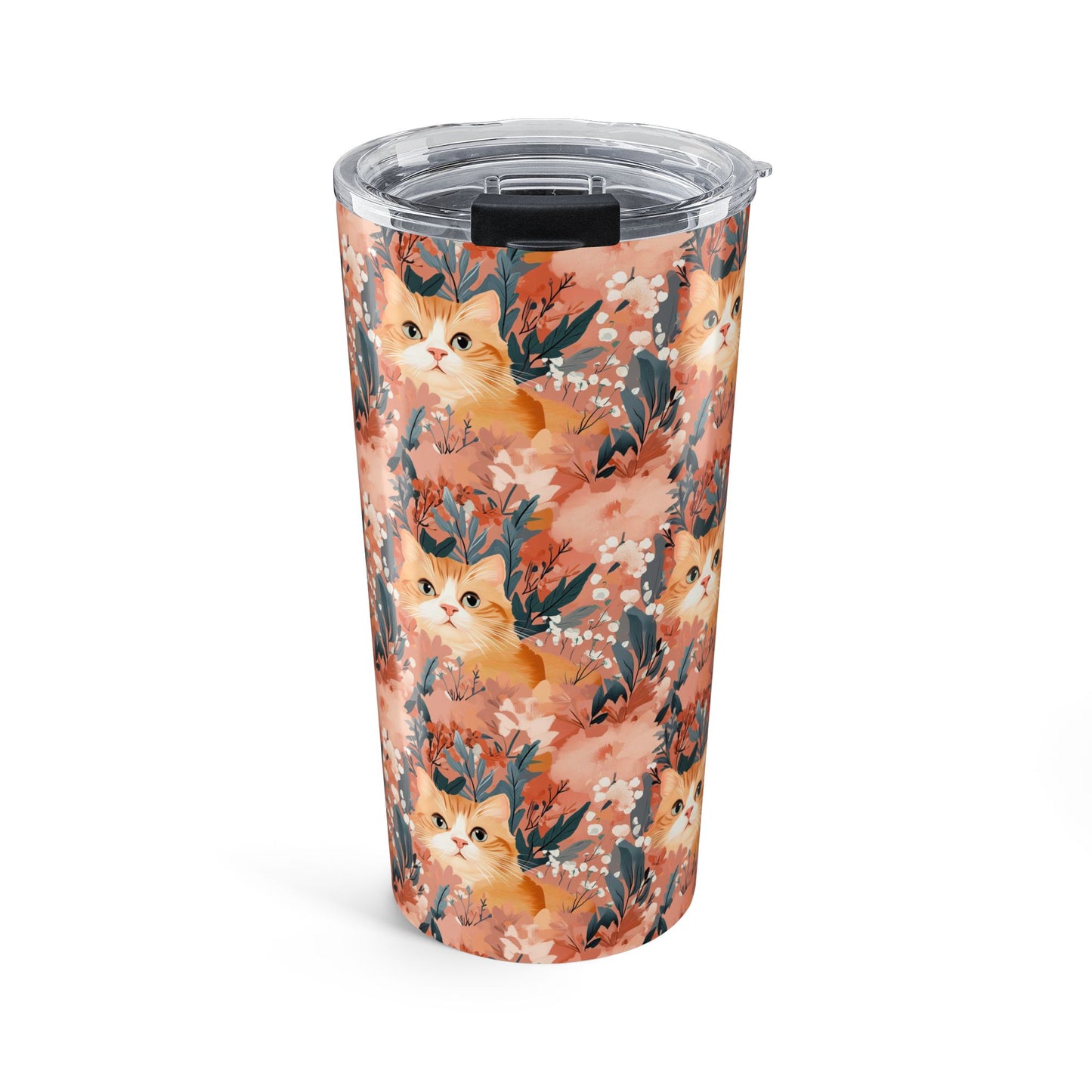 Cat Tumbler 20oz – Floral Cat Print Insulated Tumbler
