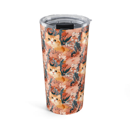 Cat Tumbler 20oz – Floral Cat Print Insulated Tumbler