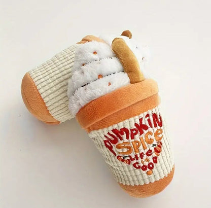 Pumpkin Spice Coffee Dog Toy | Plush Squeaky Dog Toy for Small and Large Dogs