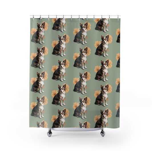 Papillon Dog Shower Curtains, Cute Pet Decor, Bathroom Accessories, Dog Lover Gift, Pet Home Decoration, Fun Bathroom