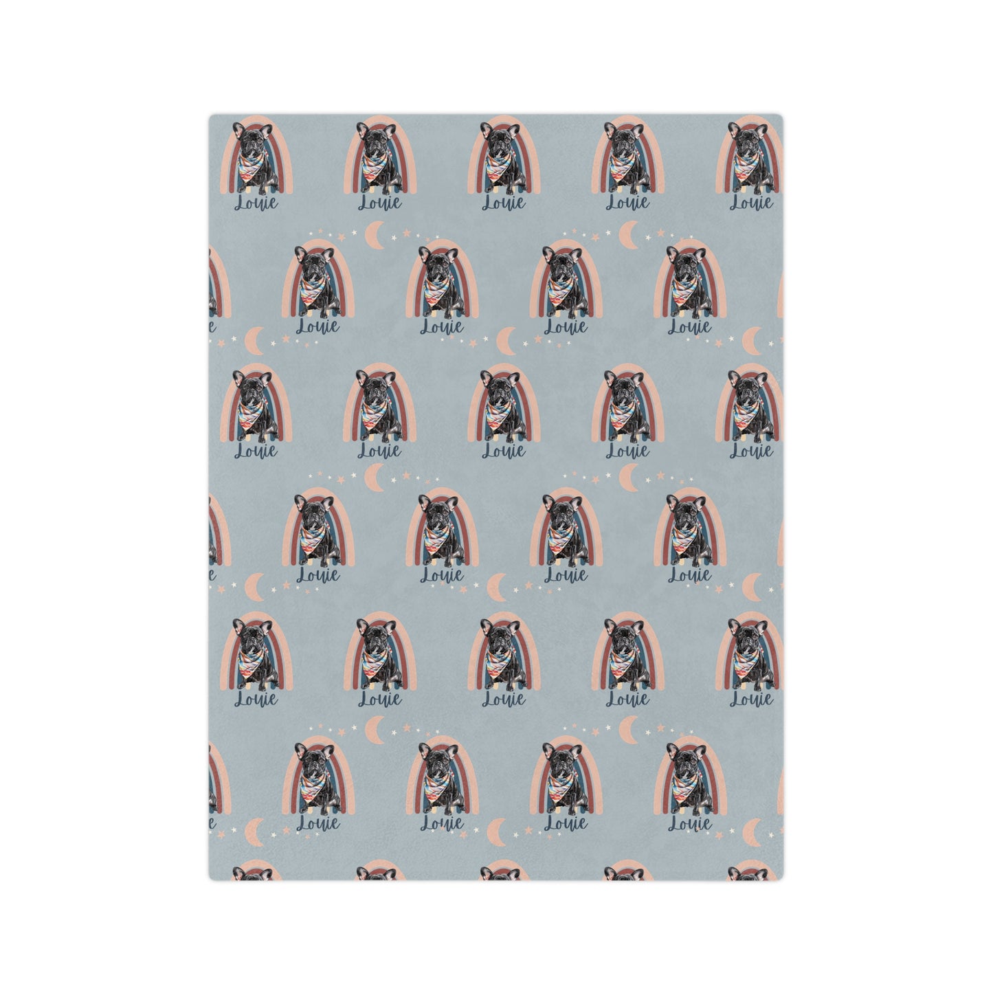 French Bulldog Watercolour Personalized Name Minky Blanket