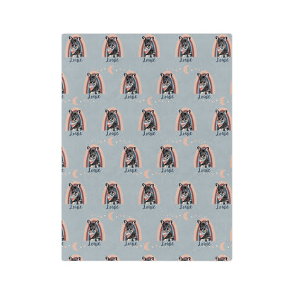 French Bulldog Watercolour Personalized Name Minky Blanket