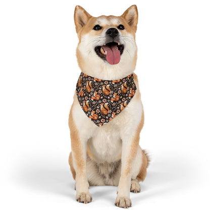 Fox Floral Pet Bandana Collar — Cute Fall Dog Scarf