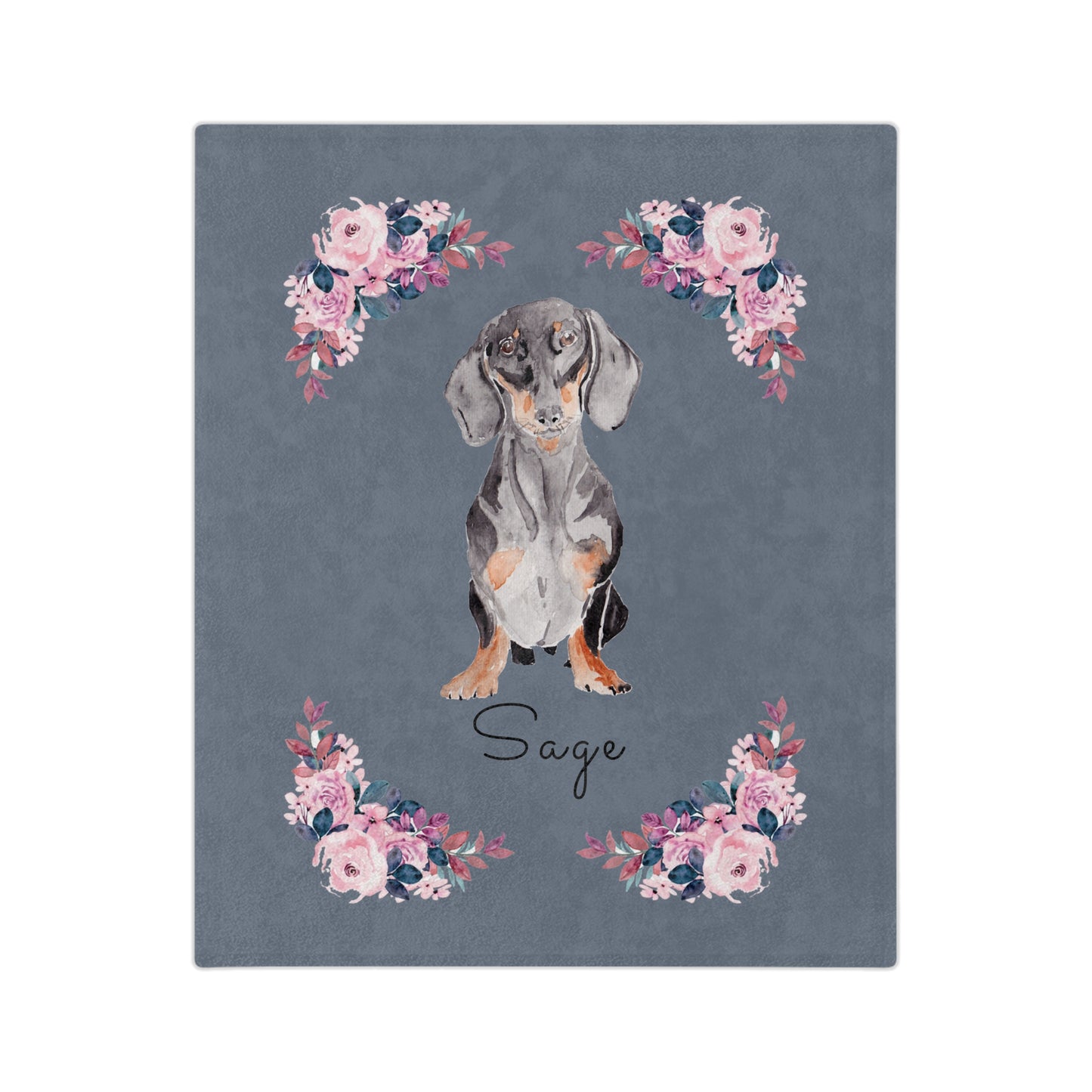 Sausage Dog Baby Blanket Grey | Personalize with Names