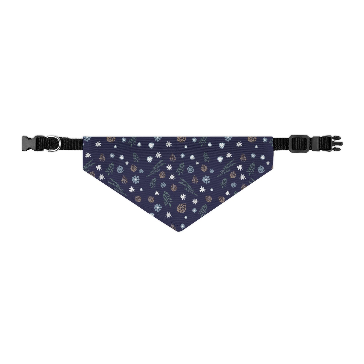 Navy Woodland Pet Bandana Collar | Pinecones & Leaves | Winter themed pet bandana
