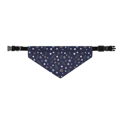 Navy Woodland Pet Bandana Collar | Pinecones & Leaves | Winter themed pet bandana