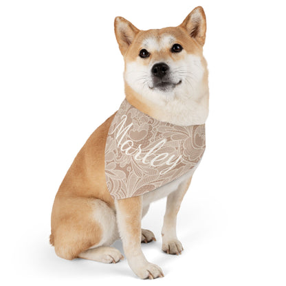 Warm Taupe Lace look Personalized Bandana with Name