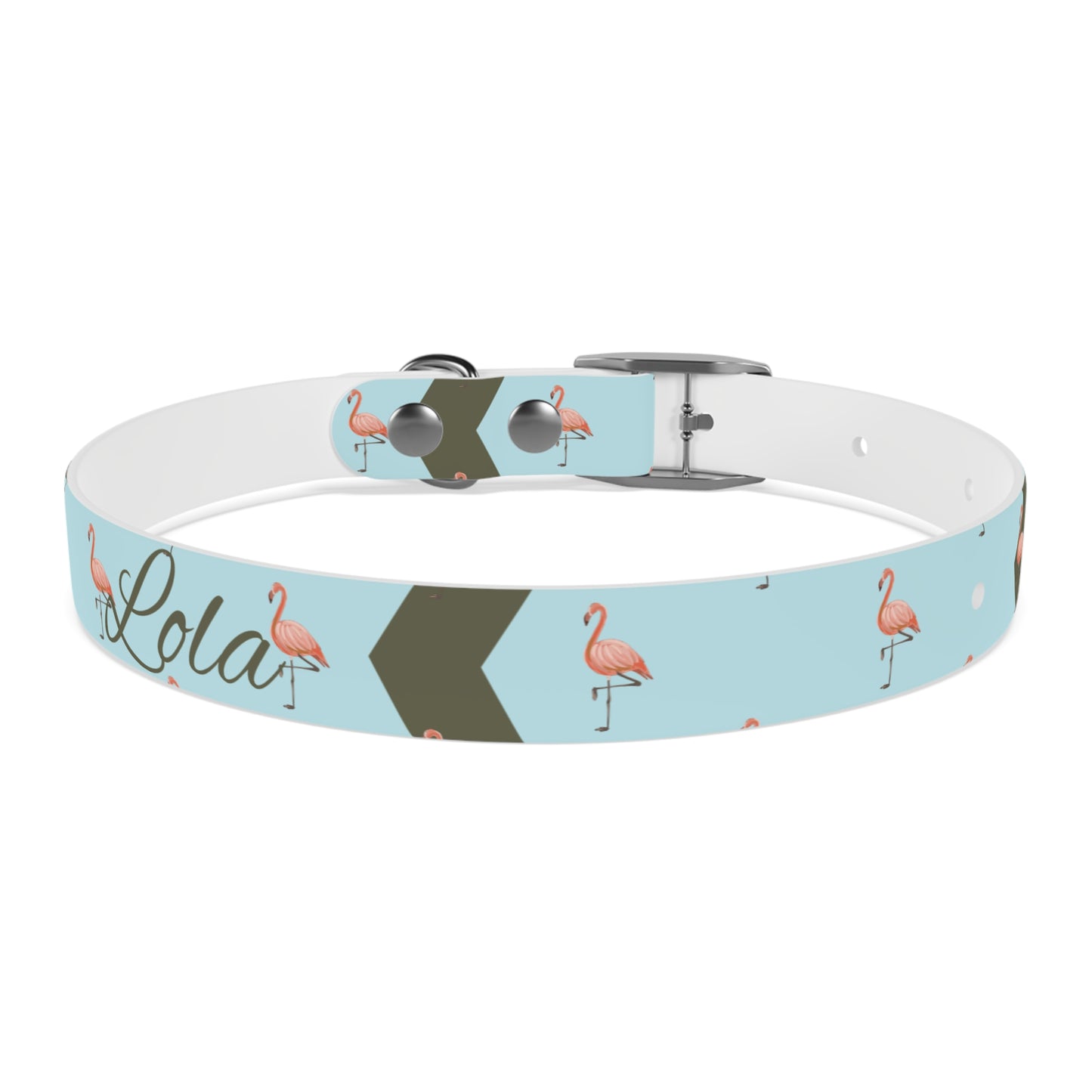 Flamingo Personalized Blue Dog Collar