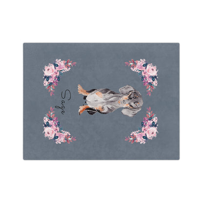 Sausage Dog Baby Blanket Grey | Personalize with Names