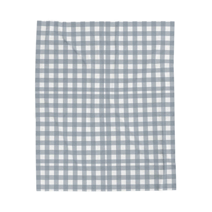 Grey and Blue Checked Pet Blanket - Pet Fleece Blankets