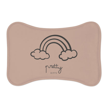 Pet Feeding Mat — Food and Water Placemat | Pretty Kitty Placemat (Beige) for Cats