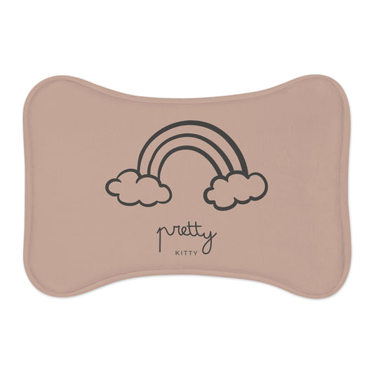Pet Feeding Mat — Food and Water Placemat | Pretty Kitty Placemat (Beige) for Cats