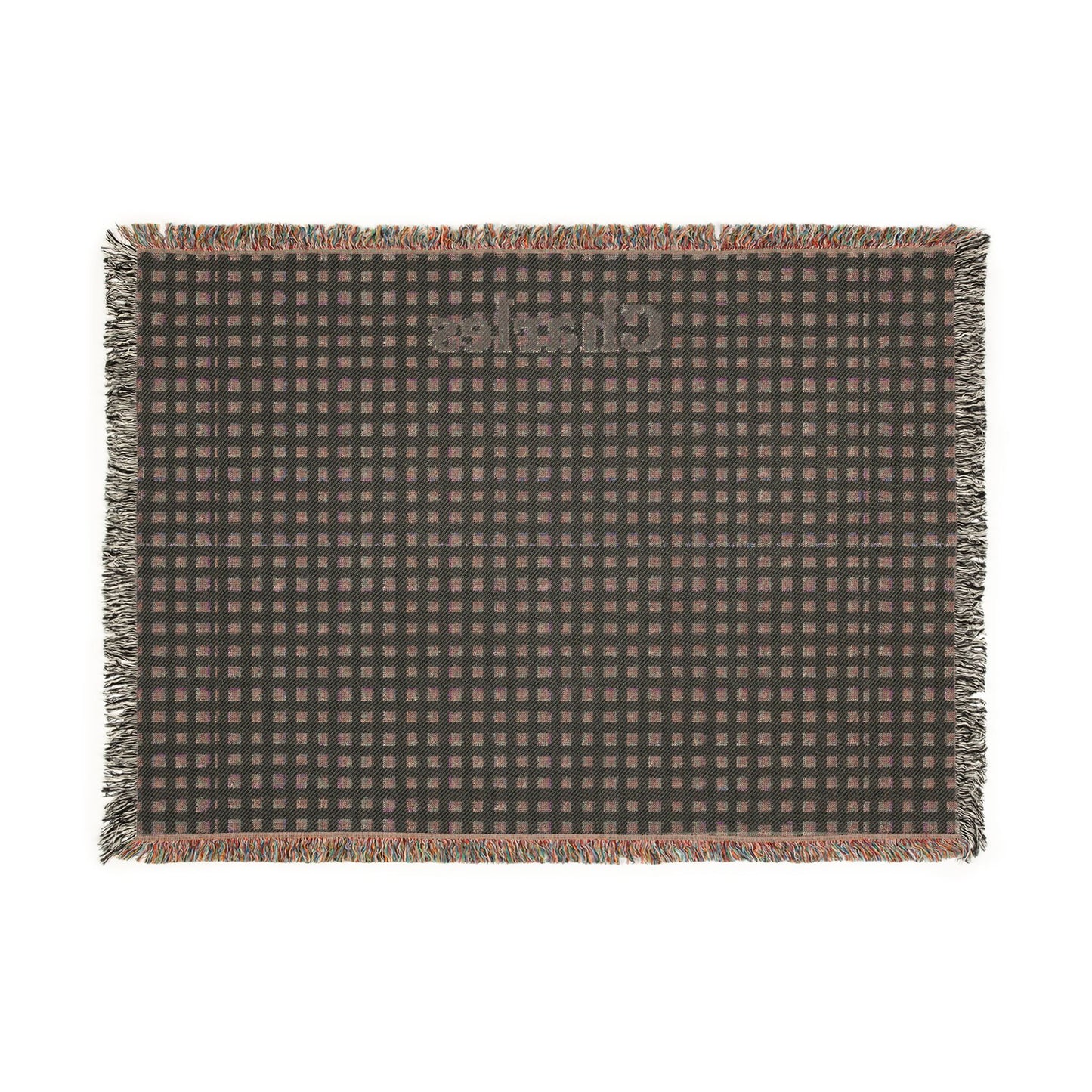 Personalized Plaid Woven Blanket — Custom Name Cozy Throw
