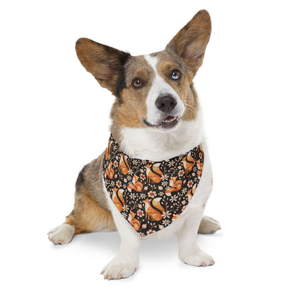 Fox Floral Pet Bandana Collar — Cute Fall Dog Scarf