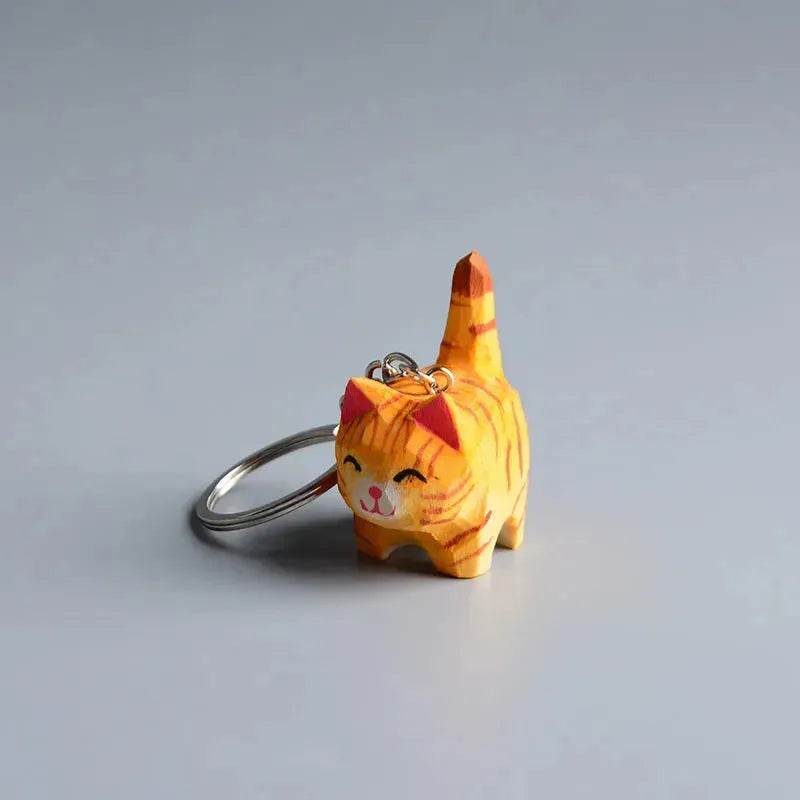 Creative Decorative Hand carved wooden Cat Trinkets Ornaments