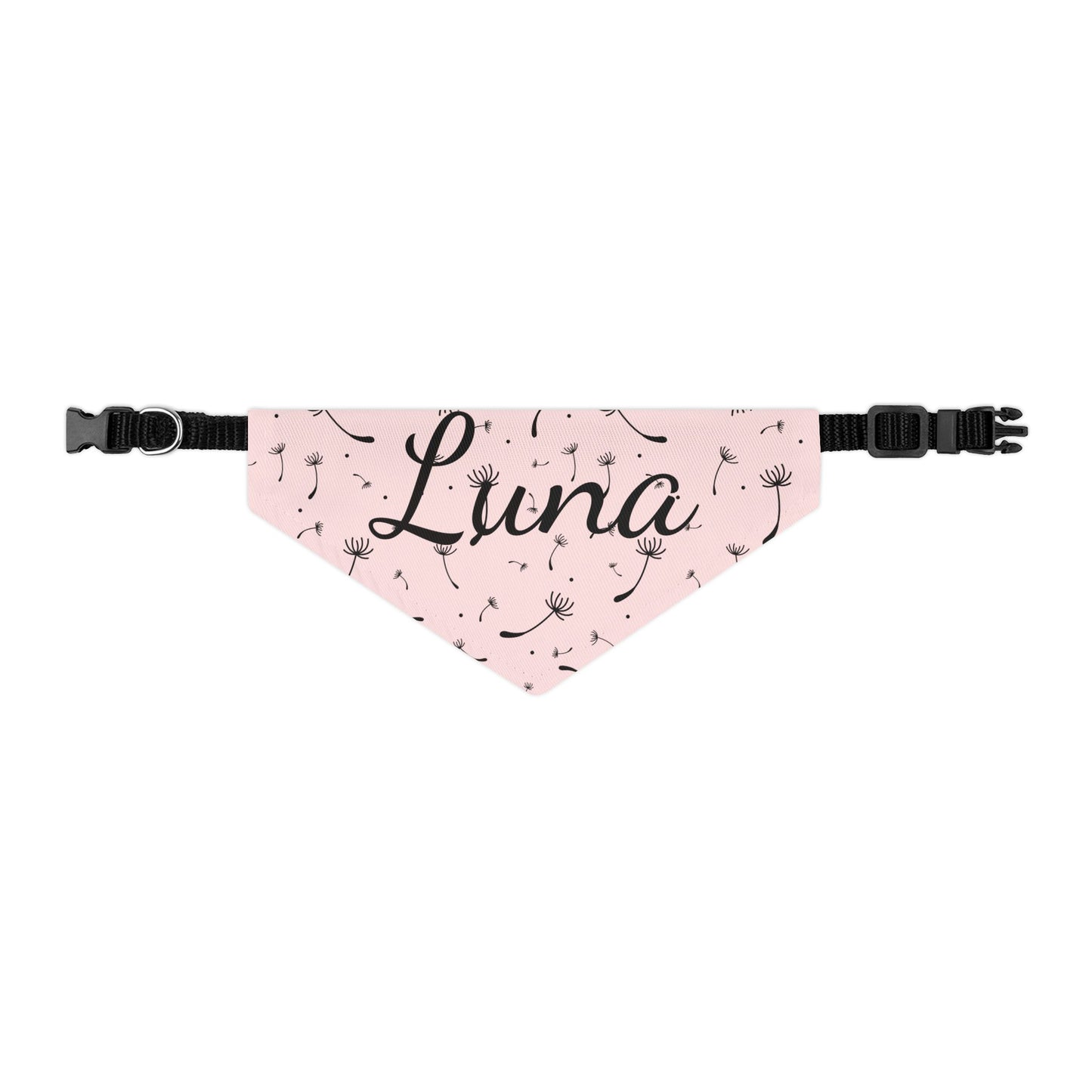 Pet Bandana Collar - Blush Pink Whimsical Dandelion Design with name