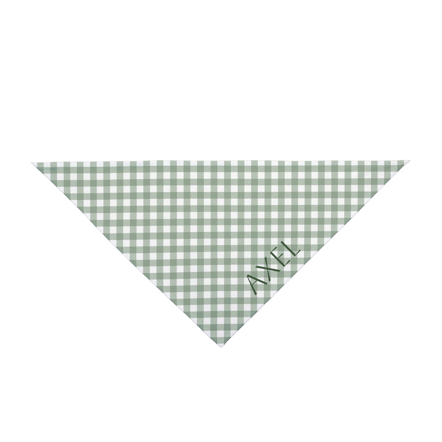 Green Gingham Pet Bandana — Personalized Name Accent