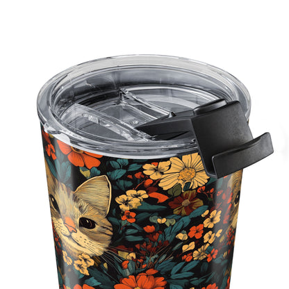 Cat Tumbler 20oz – Floral Cat Print Insulated Tumbler
