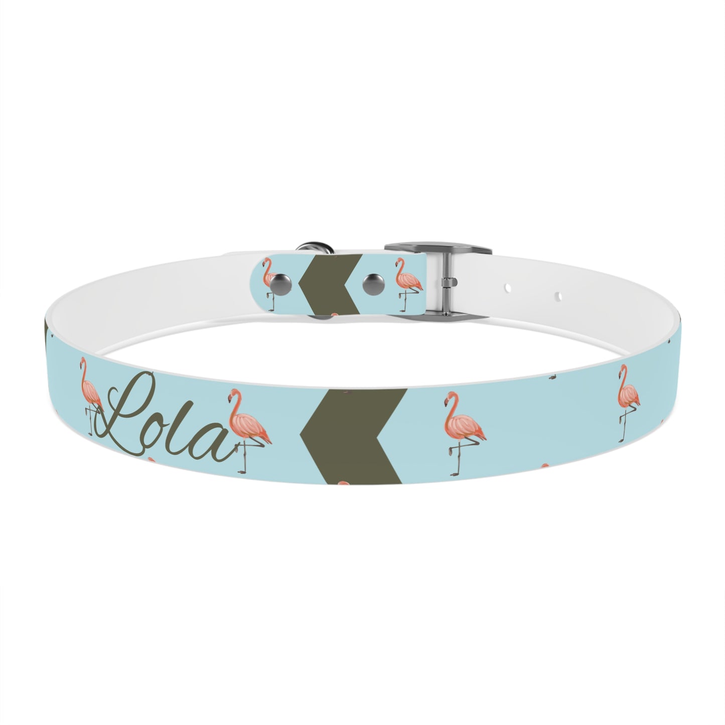 Flamingo Personalized Blue Dog Collar