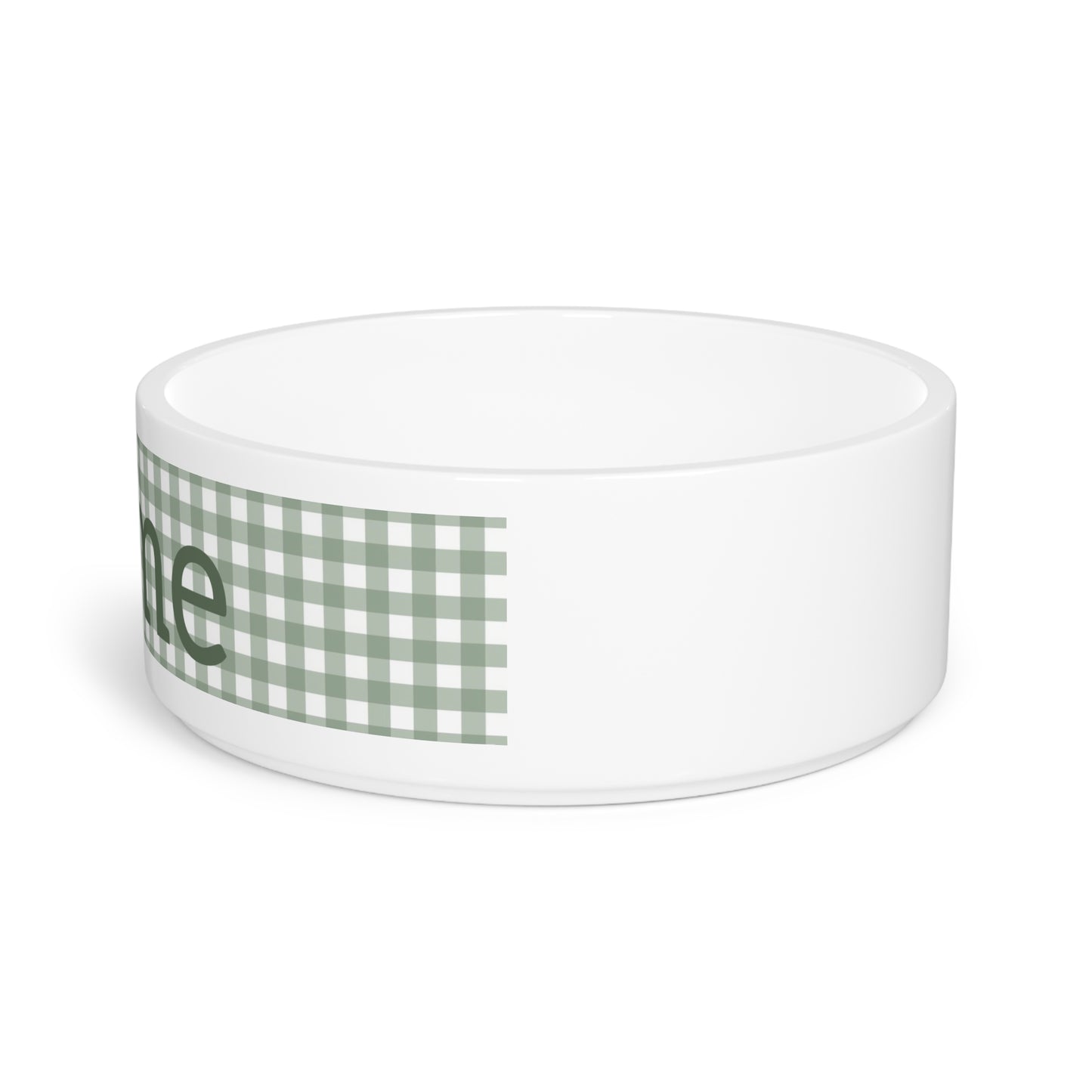 Checkered Green Pattern Pet Bowl — Elegant Plaid Dog and Cat Personalized Bowl