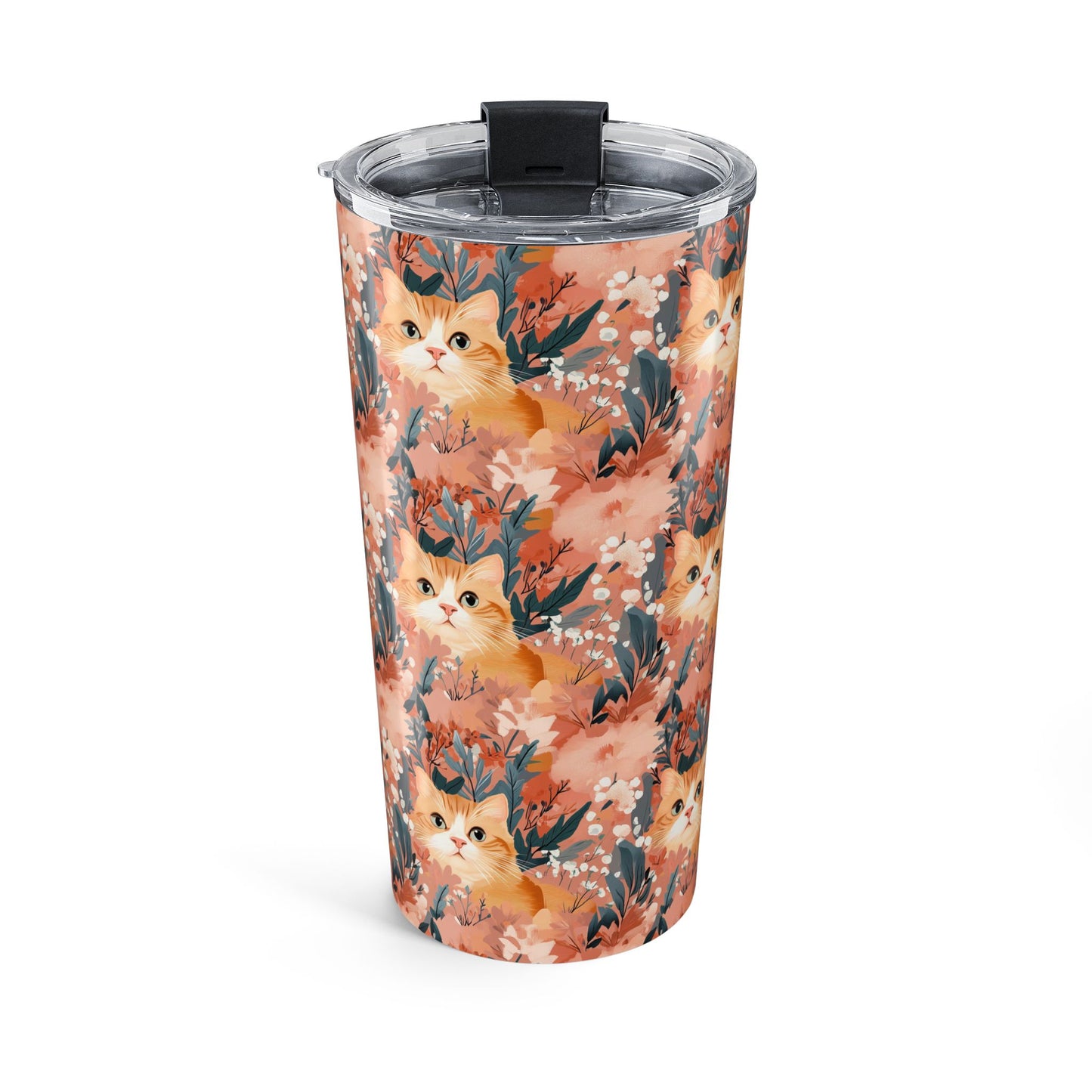 Cat Tumbler 20oz – Floral Cat Print Insulated Tumbler